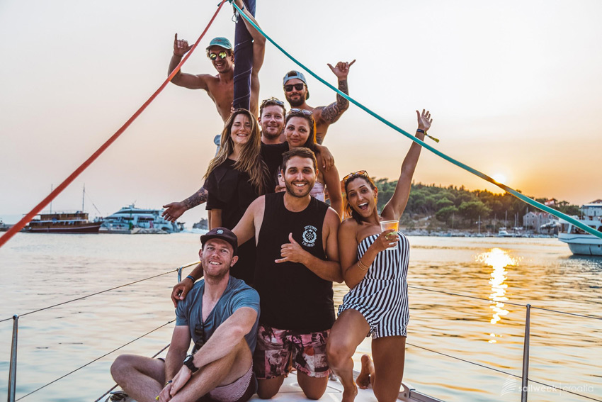 Friends on a yacht sailing on SailWeek Croatia