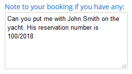 Note to your booking